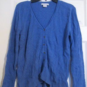 Liz Claiborne Blue Knit Sweater Vneck Cardigan XL
